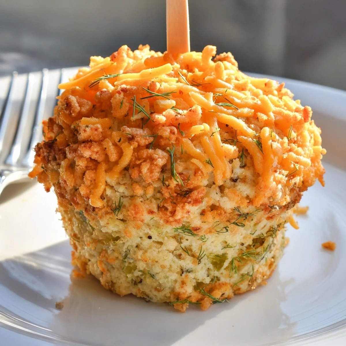 Savory Flamin Hot Dill Pickle Biscuit Muffin Pops on wooden sticks, perfectly golden and crunchy.  