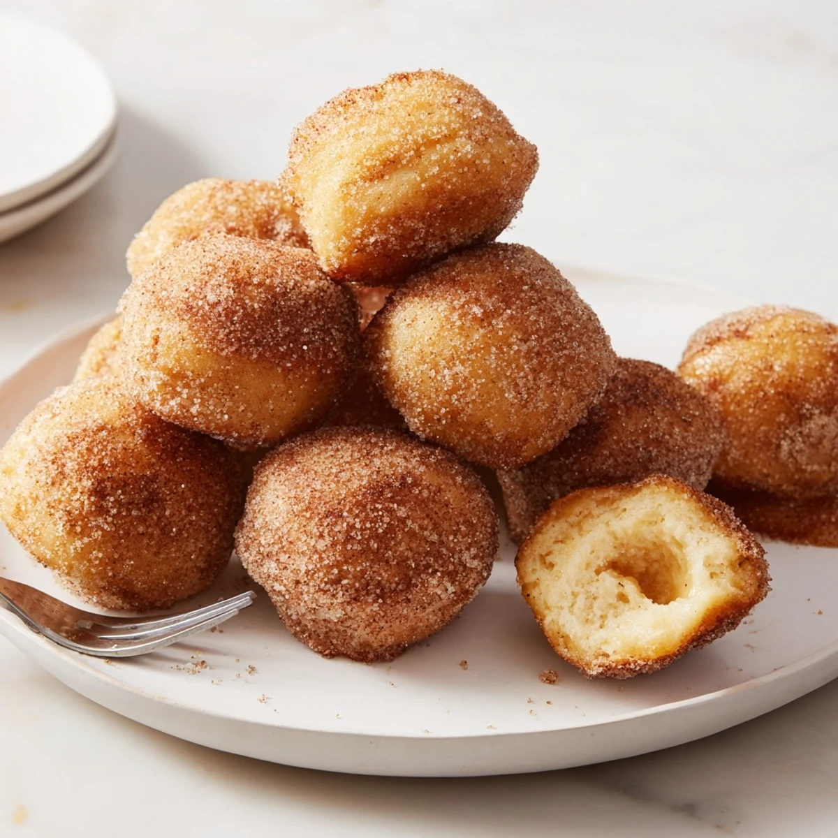 Fluffy cinnamon sugar maple bourbon pancake muffin balls for a delightful brunch treat.  