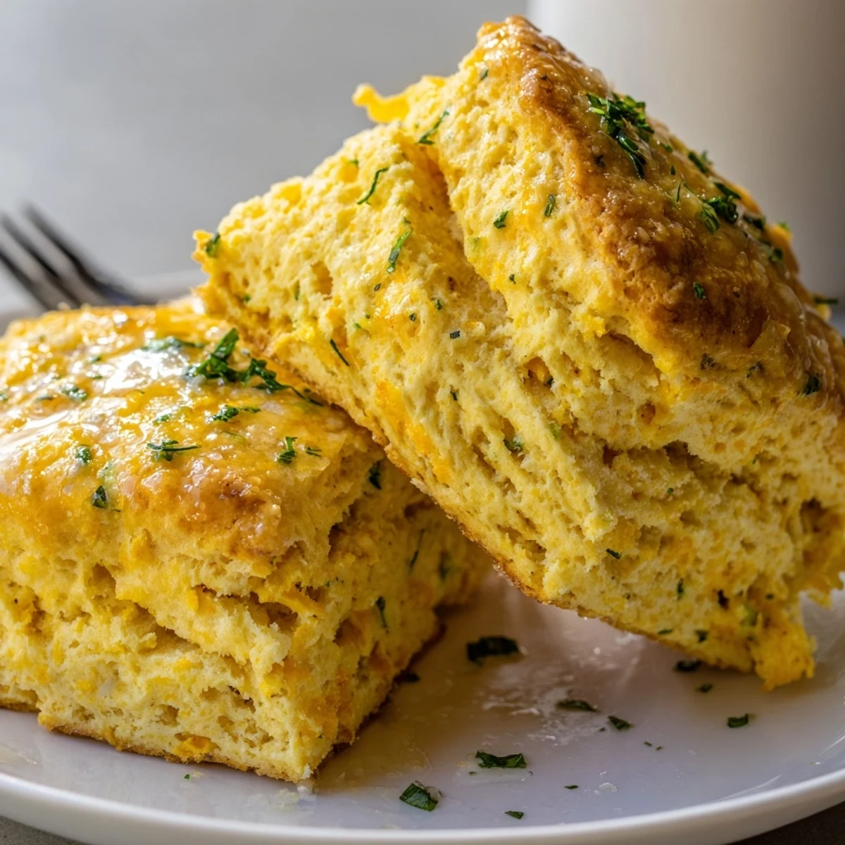 Fluffy Dill Pickle Buffalo Ranch Sweet Potato Biscuits fresh out of the oven.  