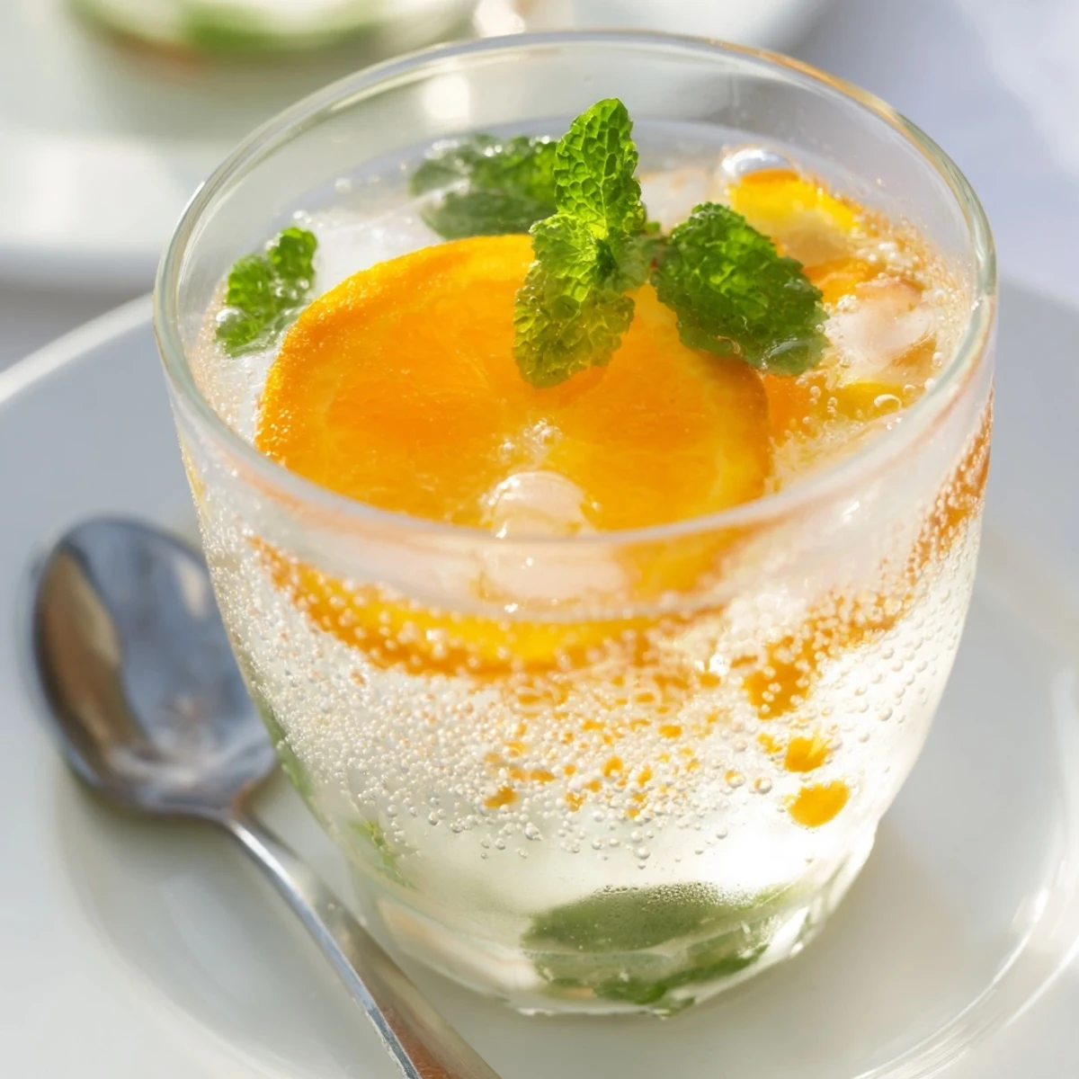 Refreshing Probiotic Soda Mocktail served over ice with vibrant citrus slices.  