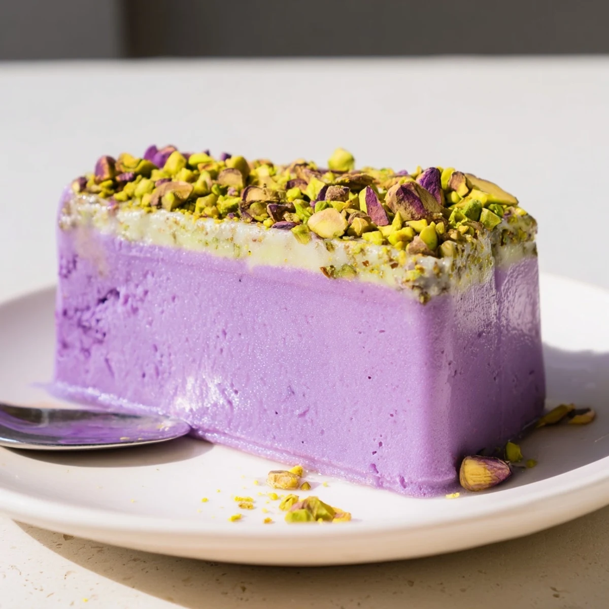 Creamy ube and pistachio ice cream bars, perfect summer treat for gatherings.  