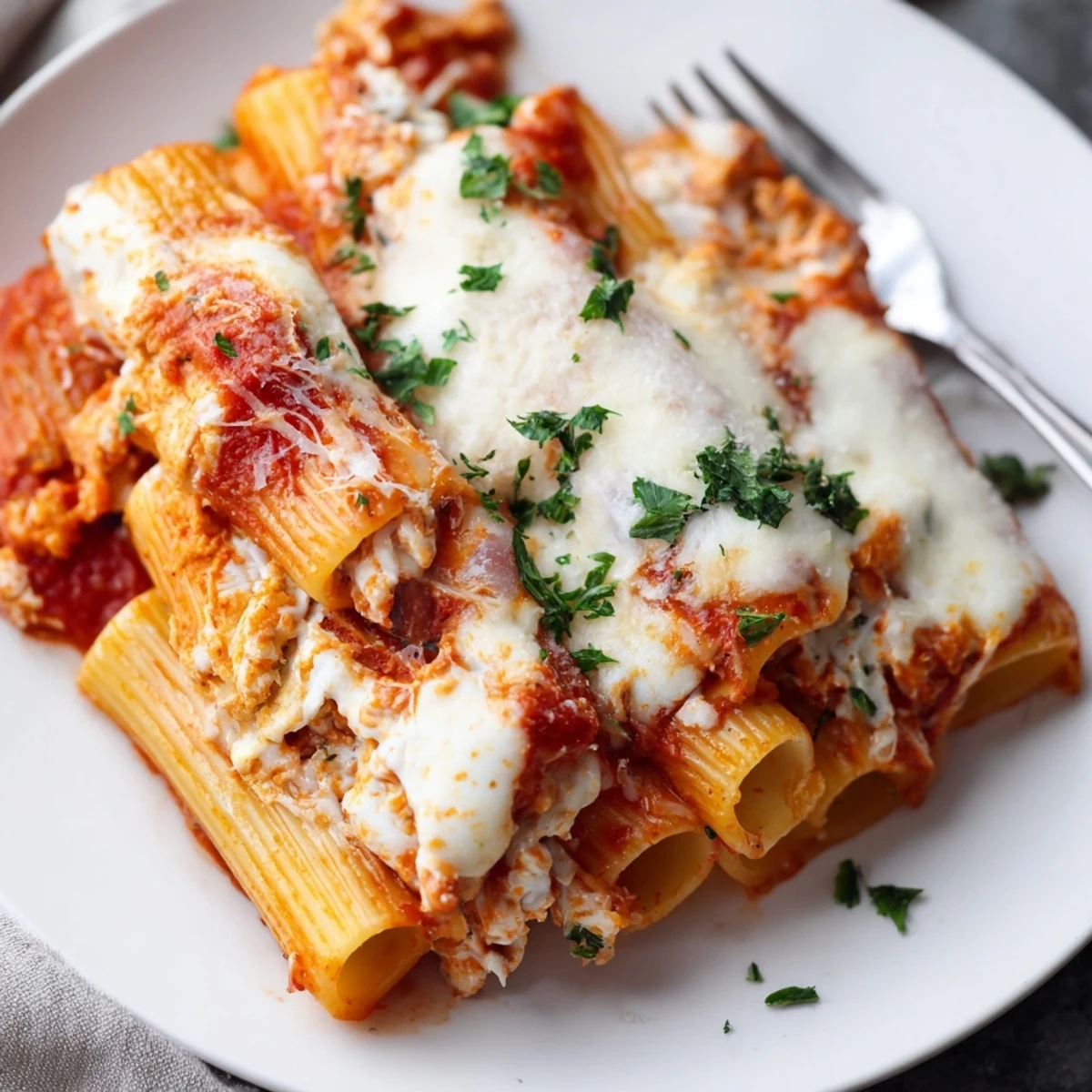 A beautifully layered honeycomb pasta cake topped with bubbling melted cheese.  