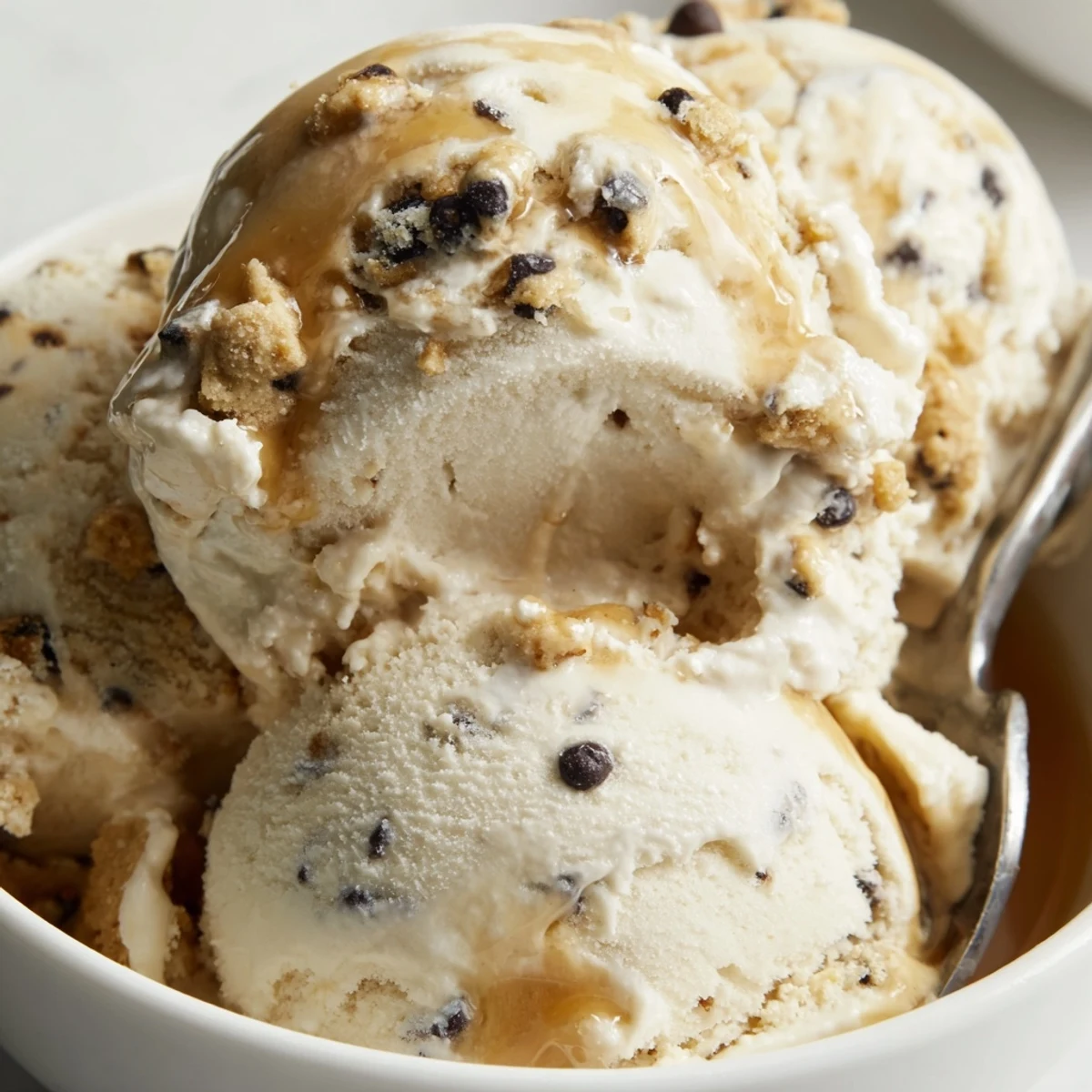 Delicious cottage cheese ice cream, swirled with edible cookie dough for guilt-free enjoyment.  