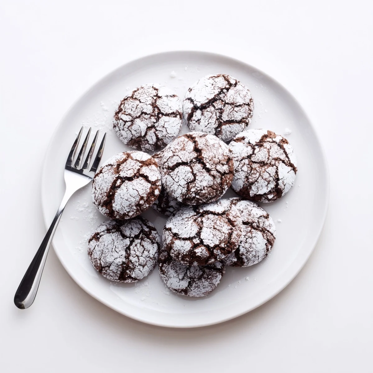 Beautifully crackled Chocolate Crinkle Cookies, dusted with powdered sugar, ready to be enjoyed.