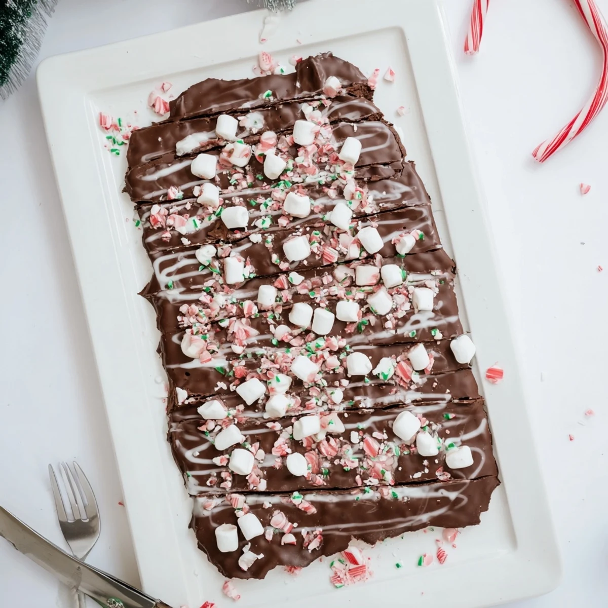 Close-up of vibrant Hot Chocolate Bomb Bark with sprinkled peppermint, perfect for holiday gifting.