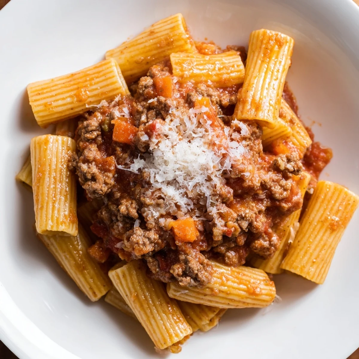 Classic Tuscan Ragu simmering slowly, a rich meat sauce ready for pasta and cheese.