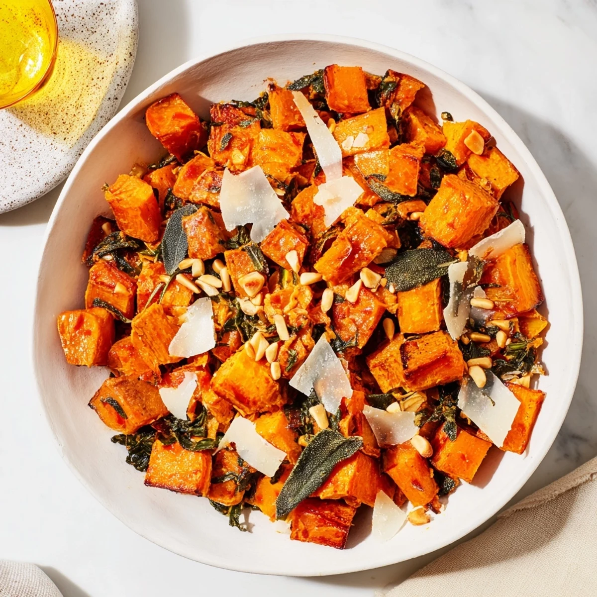 Roasted butternut squash and sage brown butter pasta, a delicious vegetarian Italian-inspired meal.