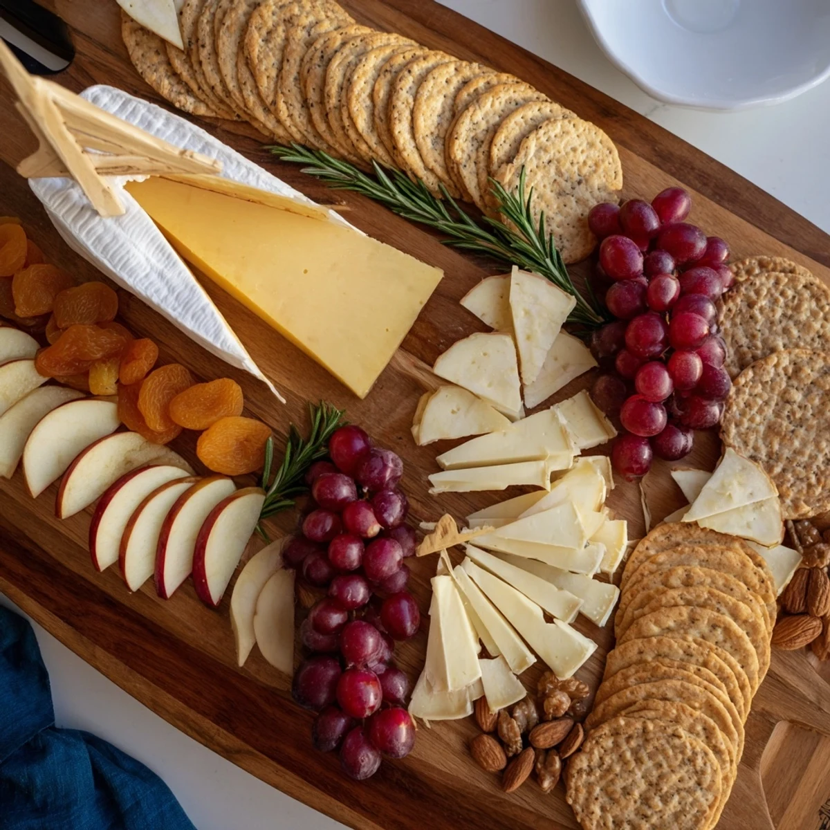 Elegant Sailboat Cheese Platter featuring Brie, grapes, and almonds, perfect for easy entertaining.