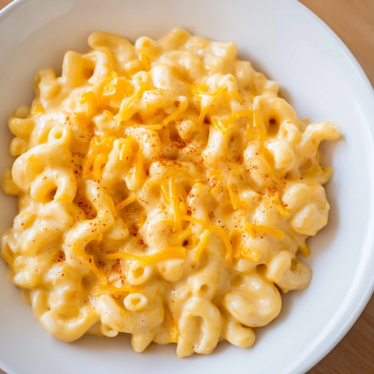 Tini's Recession Mac: A warm, bubbly casserole dish of creamy macaroni and cheese, ready to eat!