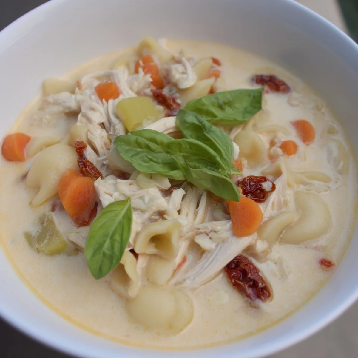 Enjoy a steaming bowl of Marry Me Chicken Soup over delicate ditalini pasta, comforting and flavorful.