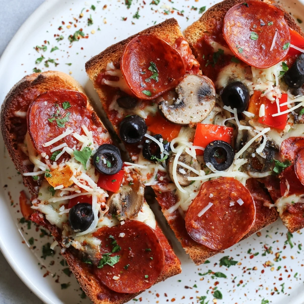 Golden, bubbly Air Fryer Pizza Toast, topped with melted cheese and savory pepperoni slices.