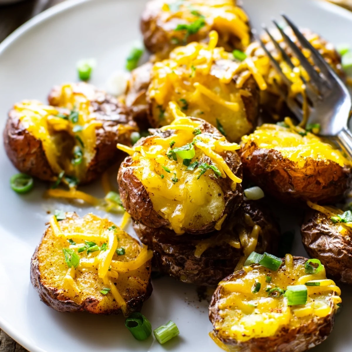 Deliciously golden Smashed Green Onion Potato Bombs, perfect for any gathering or snack.
