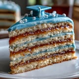 High school graduation ombre layer cake with silky buttercream frosting, featuring beautifully graduated blue layers and edible gold pearls for a celebratory touch.