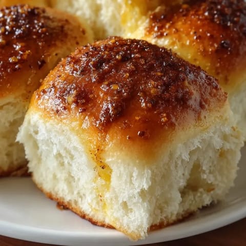 Warm, soft Pumpkin Spice Dinner Rolls, brushed with melted butter and enticingly golden.