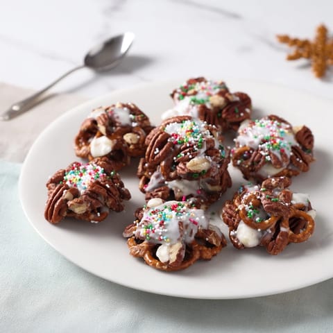 Holiday Gingerbread Pretzel Clusters