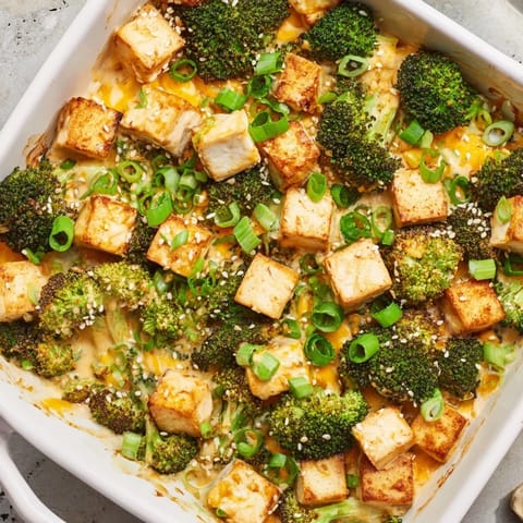 Cheesy Baked Tofu Broccoli