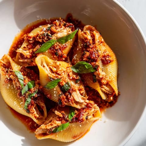 Chicken stuffed creamy shells