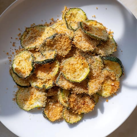 Air-fried zucchini chips swap, a healthy delight, showing perfect texture with visible seasoning and herbs.