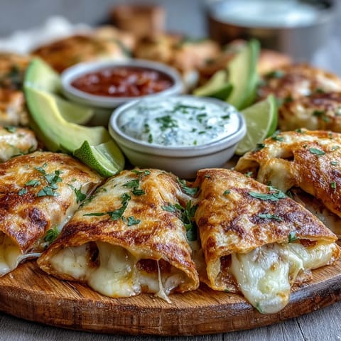 A close-up of a Blooming Quesadilla Ring garnished with fresh cilantro and served with salsa and sour cream.
