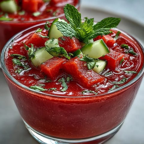 Vegan Watermelon Mint Gazpacho