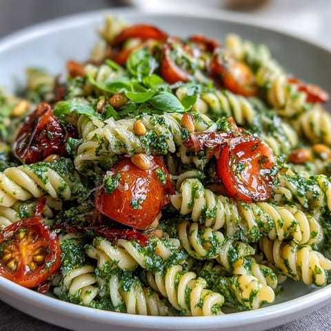 Summer Pasta Salad Pesto Tomatoes