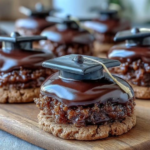 Adorable graduation cap cookies decorated with smooth black royal icing and bright yellow candy tassels, perfect for celebrating graduates.