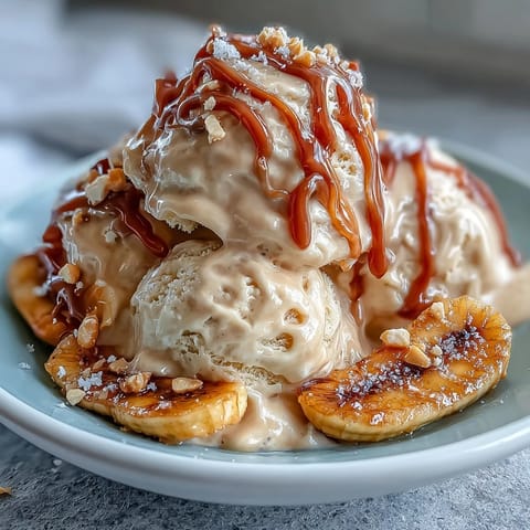 Rich and naturally sweet four-ingredient peanut butter banana ice cream with a soft, smooth texture.  
