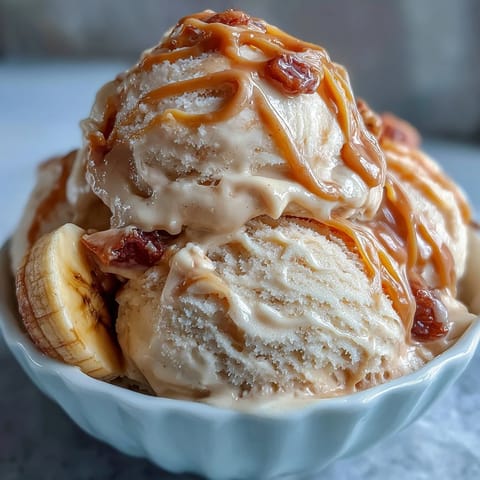 Creamy peanut butter banana ice cream made with just four simple ingredients for a healthy dessert.  