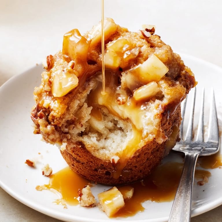 Tender pancake muffins bursting with caramelized apples and infused with earthy ginger flavors.  