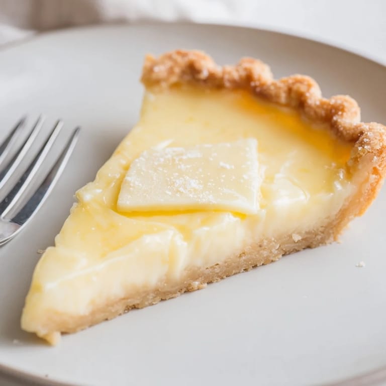 Deliciously nostalgic Water Pie ready to serve, adorned with whipped cream and fresh berries.  