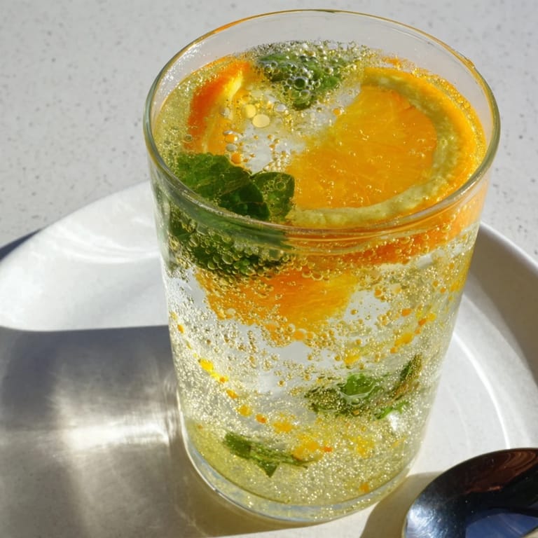 Lightly sparkling Probiotic Soda Mocktail in a glass, perfect for gut-friendly sipping.