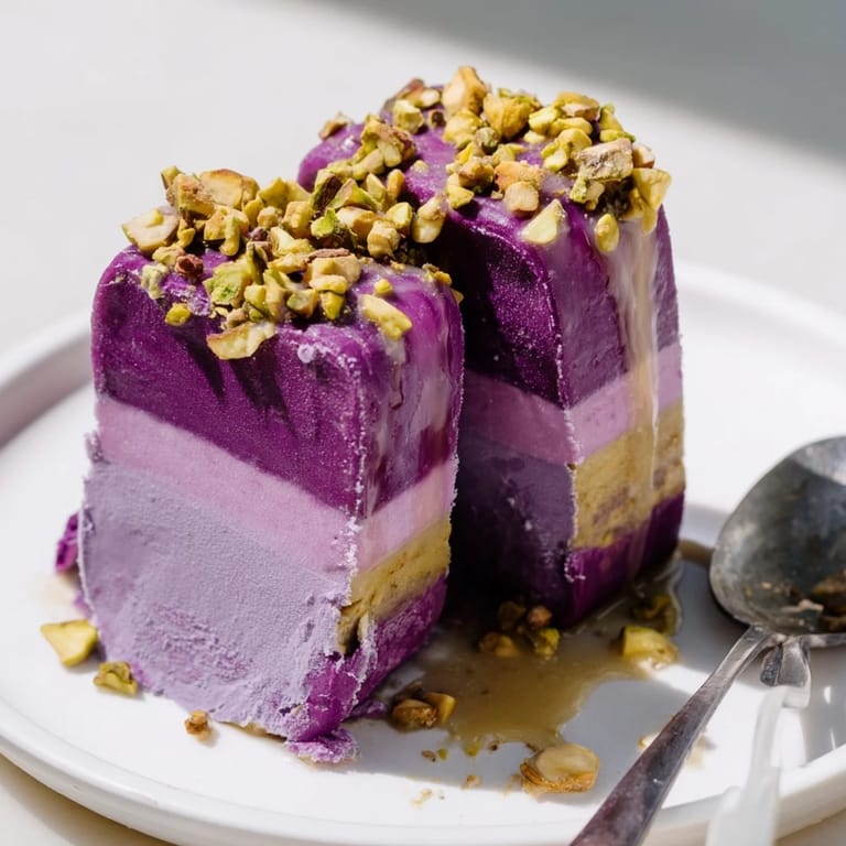 Refreshing ube and pistachio ice cream bars, a delightful fusion dessert experience.