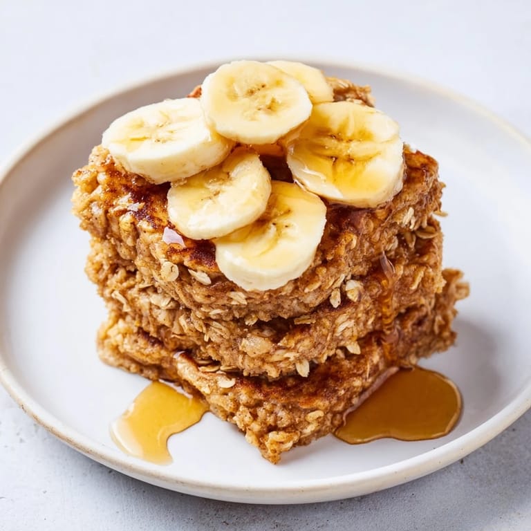 Close-up of a stack of warm, delicious banana oat pancakes, ready to be enjoyed.