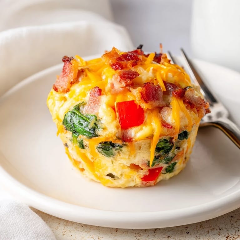 Freshly baked One-Pot Breakfast Casserole Muffins, with tender vegetables and cheese visible, perfect breakfast meal prep.