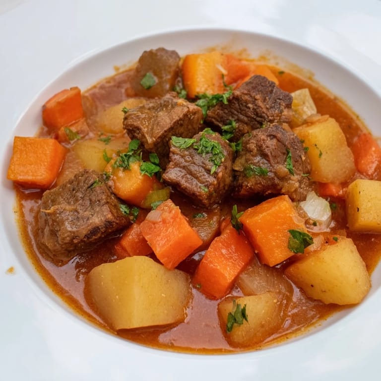 Flavorful American Instant Pot beef stew, perfect for chilly evenings with crusty bread.