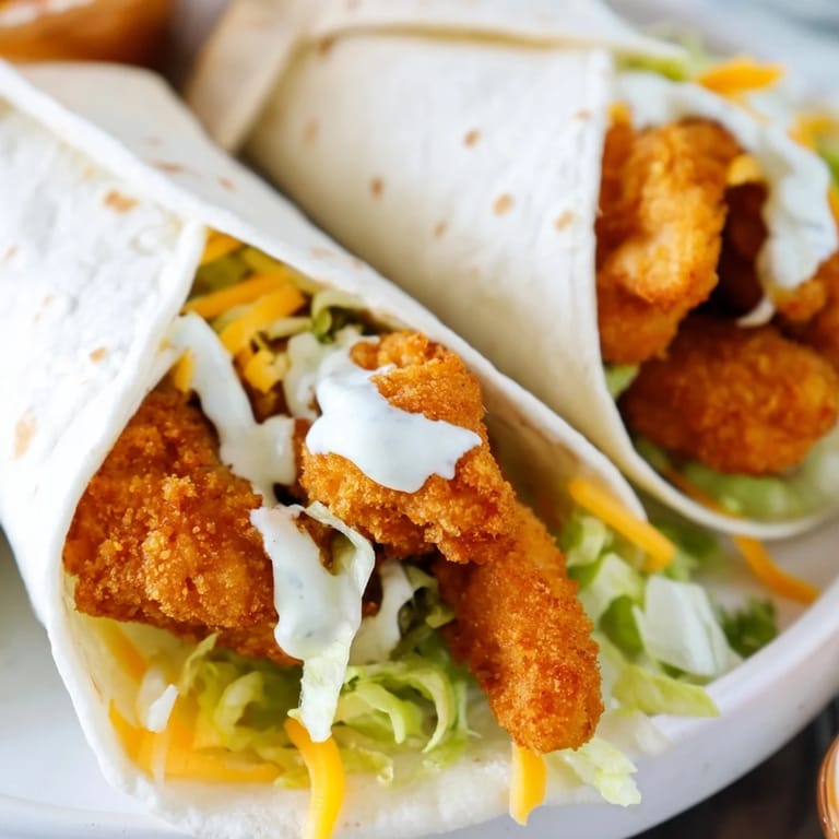 Freshly made Crispy Chicken Ranch Snack Wrap, a quick, easy snack bursting with delicious flavors.