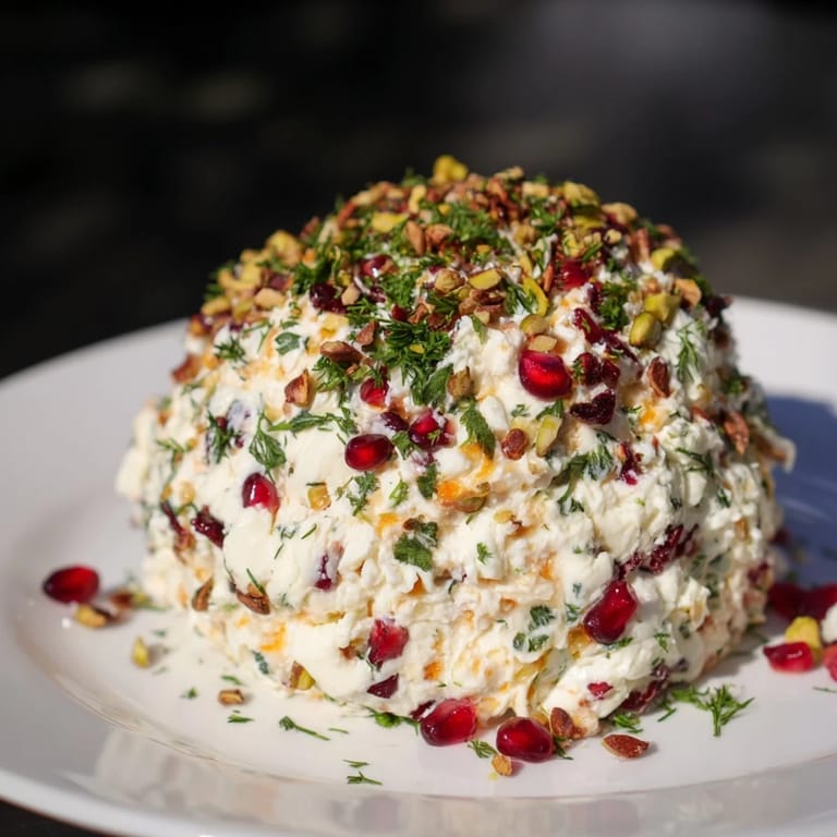 This creamy The Royal Orb boasts a cheese mixture covered in bright pomegranate and pistachios, ideal for sharing.