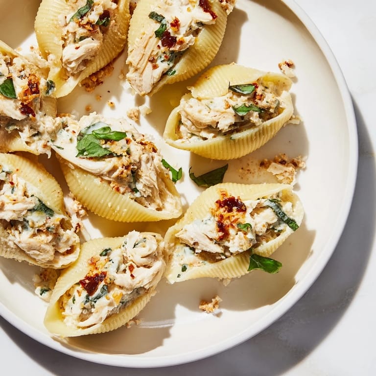 These savory Marry Me Chicken Stuffed Shells feature pasta shells overflowing with delicious chicken and ricotta cheese.