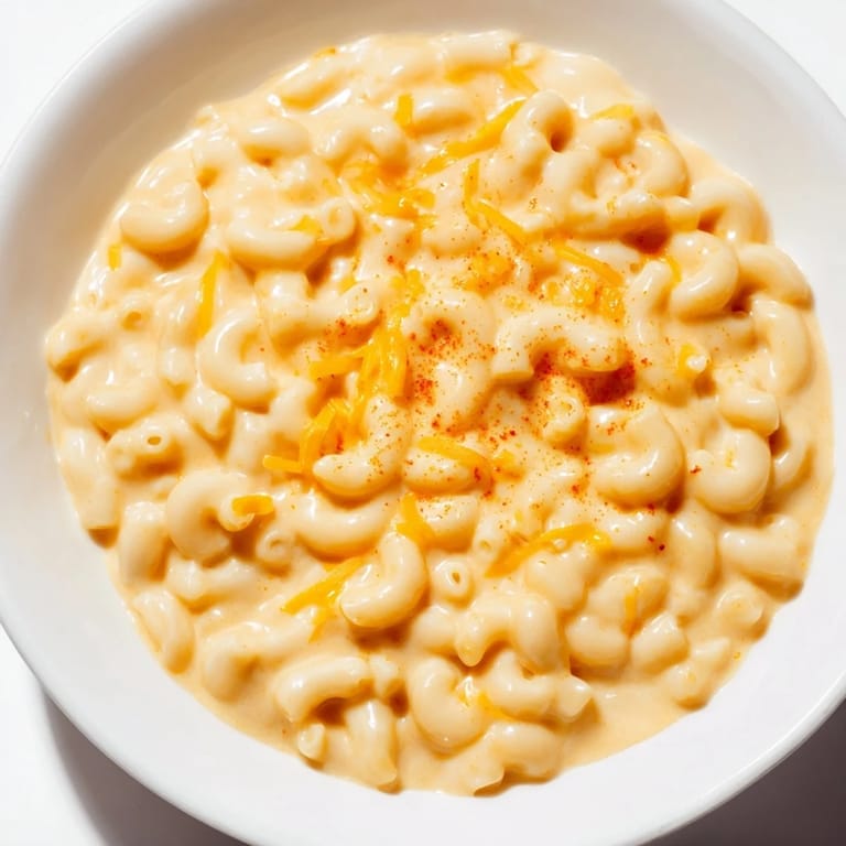 Golden-brown crust on top of a comforting bowl of Tini's Recession Mac, a budget-friendly meal.