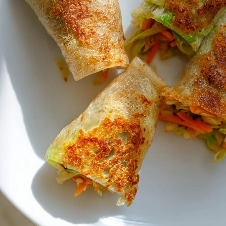 A close-up of perfectly fried Crispy Rice Paper Dumplings showcasing the crisp texture and savory filling with dipping sauce.