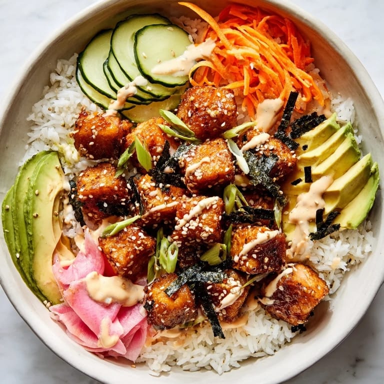 A close-up of a delicious and colorful salmon bites bowl, perfect for a quick, healthy meal.