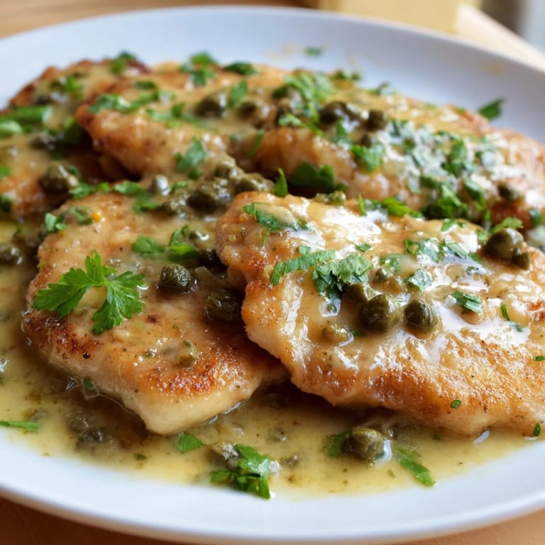 Creamy Chicken Piccata with fresh parsley garnish, a delightful Italian-American main course.