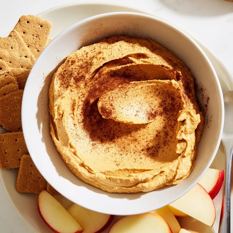 Indulgent pumpkin pie dip, ideal for dipping graham crackers or fresh fruit.