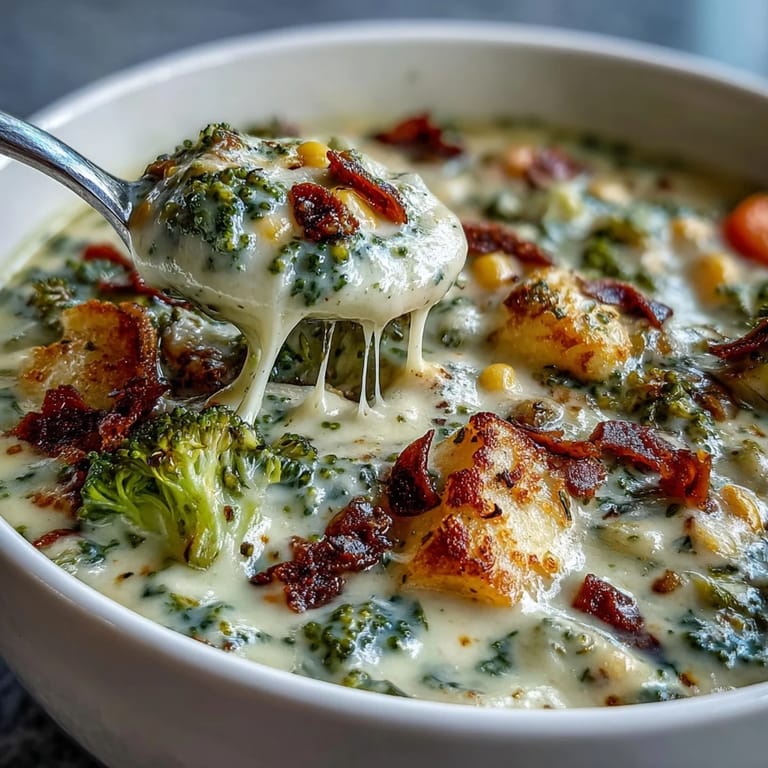 Freshly grated Parmesan melts into the Creamy Garlic Parmesan Veggie Soup next to a slice of crusty bread.