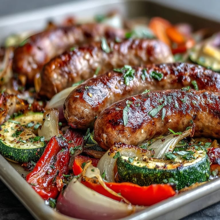 Tender caramelized vegetables and juicy sausages make up this flavorful Sheet Pan Italian Sausage with Peppers and Zucchini.