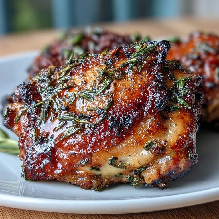 Crispy-skinned chicken thighs roasted with rosemary, thyme, and vegetables for a flavorful one-pan meal.