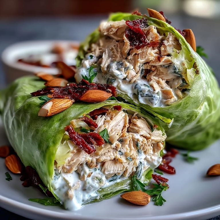 Light and fresh chicken salad lettuce wraps featuring crunchy vegetables and tender chicken in butter lettuce leaves.