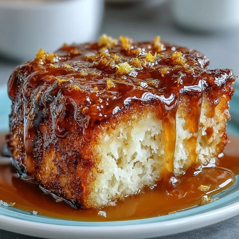 Golden dandelion honey cake drizzled with tangy lemon glaze, ideal for celebrating the flavors of spring.