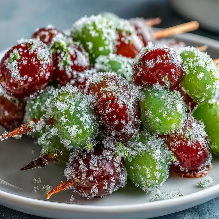 Cool and sweet, frozen grape skewers rolled in lime sugar make a vibrant, easy party appetizer.