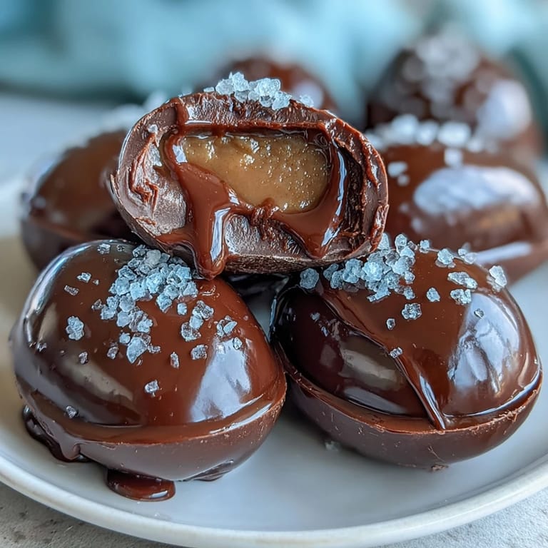 Creamy peanut butter encased in rich dark chocolate and finished with sea salt, making these Easter eggs a delightful homemade gift.